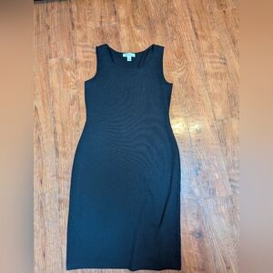 St. John Black Wool Blend Midi Dress